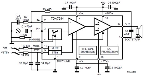 Tda8172 схема усилителя звука